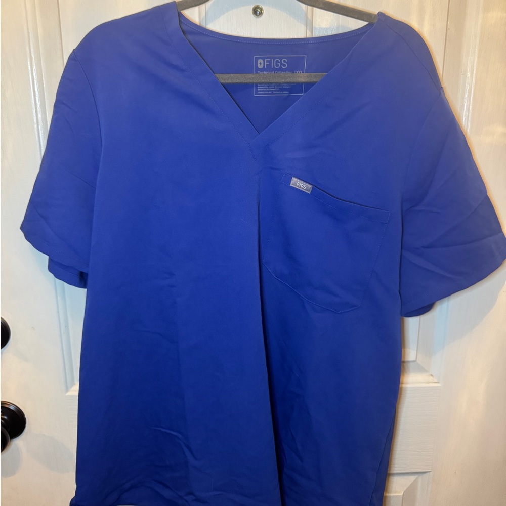 Royal Blue Figs Scrub Top – Size XXL – One Pocket